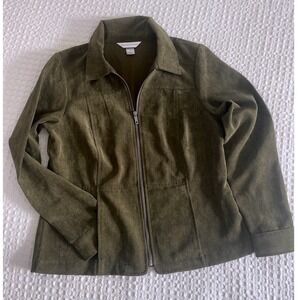 Vintage‎ Christopher Banks Olive Green Zip Front Retro Jacket Coat Small